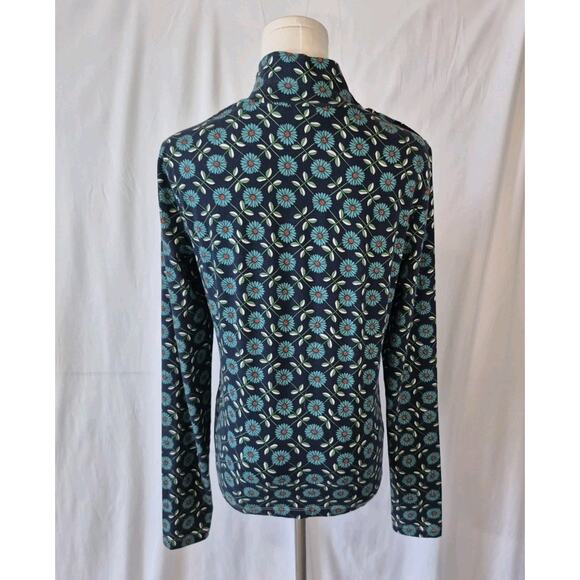 Anthropologie Maeve Mod Women's Blue Floral High Neck Pullover Top Small - Picture 5 of 6